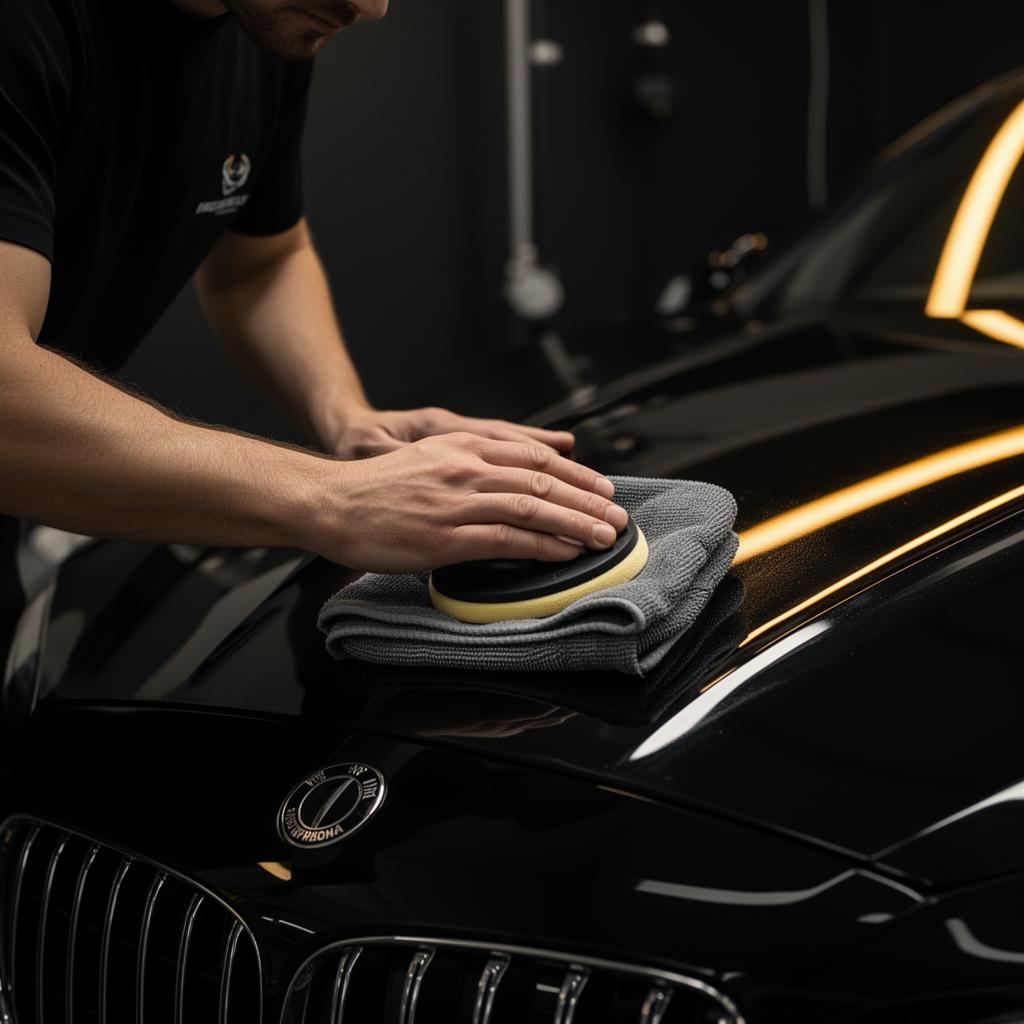 Professional ceramic coating application on luxury vehicle in Vaughan